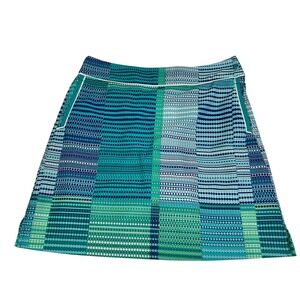 EP Pro Golf Skort Teal Blue Green‎ Geometric Dot Stripe Side Zip Women's 6